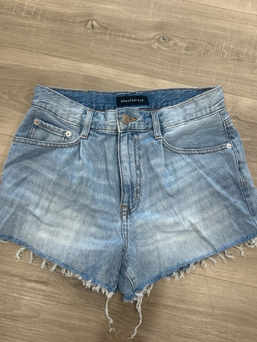 Aeropostale Light Blue Denim Cutoff Shorts with Frayed Hem
